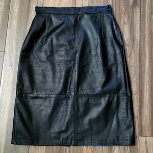 Vintage Smooth Leather Pencil Skirt